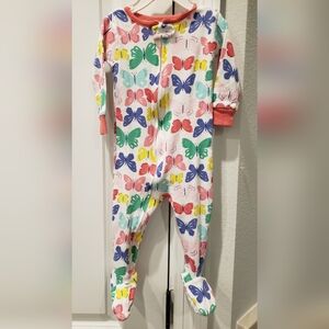Carter's Colorful Butterfly Footie 100% Cotton Girl 12M Pink Purple Blue Green